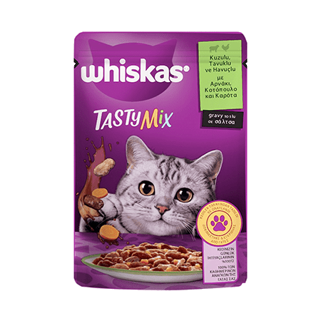 WHİSKAS TASTY MİX KUZU&TAVUK&HAVUÇ 85GR*28